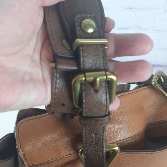 Kooba Colorblock Leather Cognac Satchel Bag Large - Picture 9 of 16